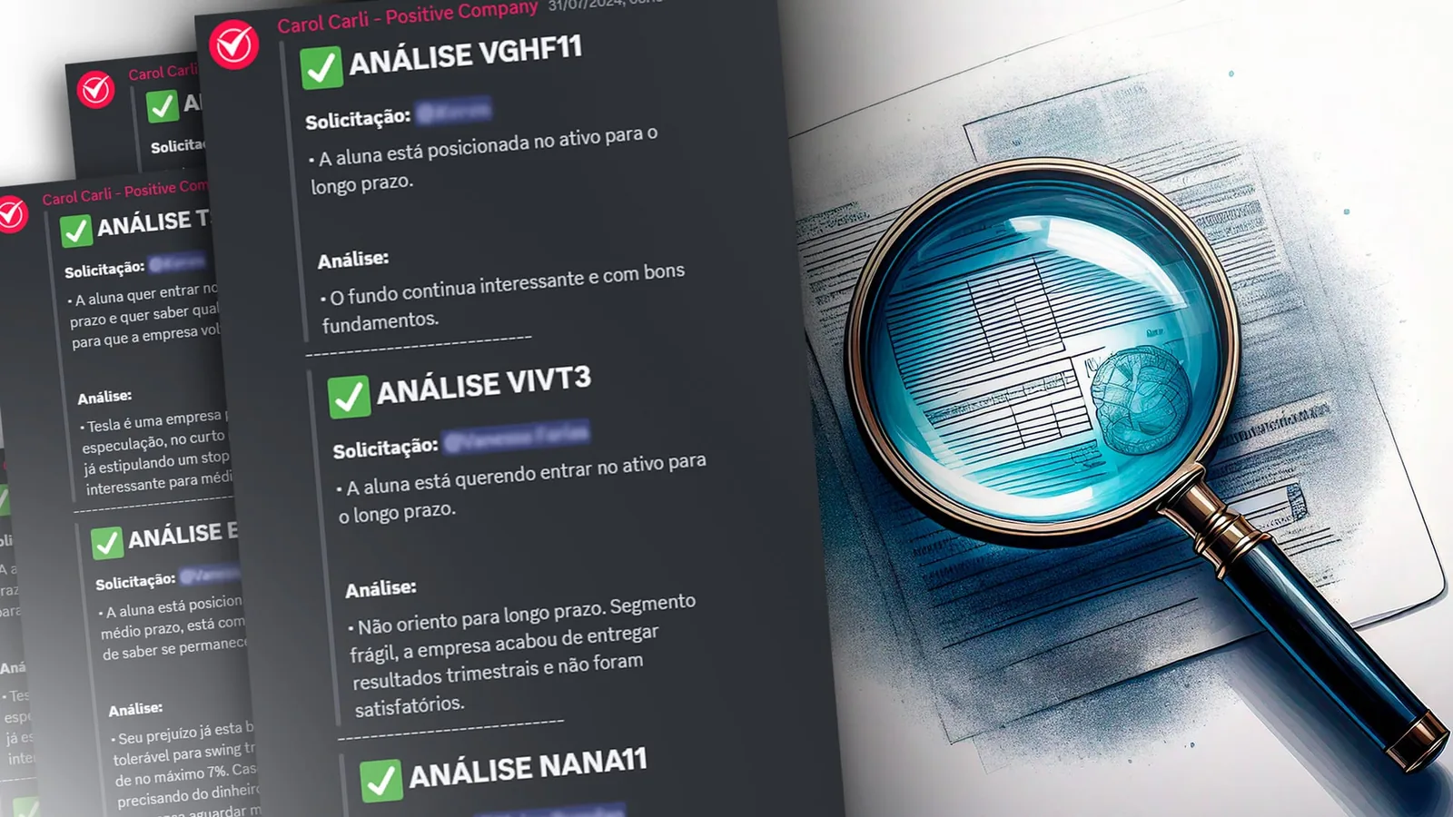 Análise de ativos feita pelos traders da Positive